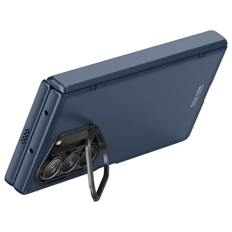For Samsung Galaxy Z Fold6 5G Case PC Hard Phone Cover with Anti-spy Film, Lens Frame Kickstand - Blue