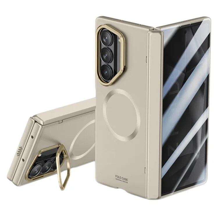 Per Samsung Galaxy Z Fold6 5G Custodia Magnetica in PC Rigido Cover Telefono con Pellicola in Vetro Temperato Privacy - Grigio Titanio