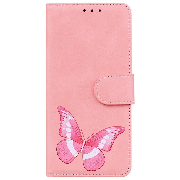 For OnePlus Nord CE4 Lite 5G / Oppo K12x 5G (China) Phone Case Butterfly Printed PU Leather Stand Phone Cover - Pink