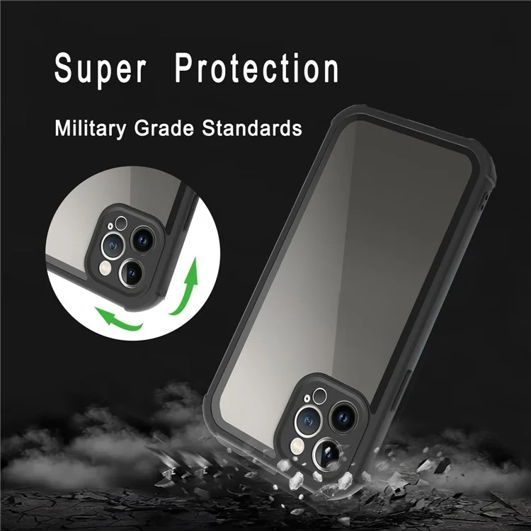 Phone Case for iPhone 14 Pro Max Shockproof Case Protective Anti-Fall Cover Support Wireless Charging - Black