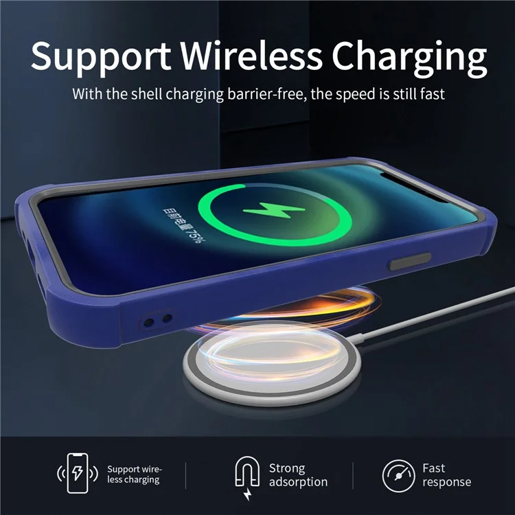 Phone Case for iPhone 14 Pro Max Shockproof Case Protective Anti-Fall Cover Support Wireless Charging - Black