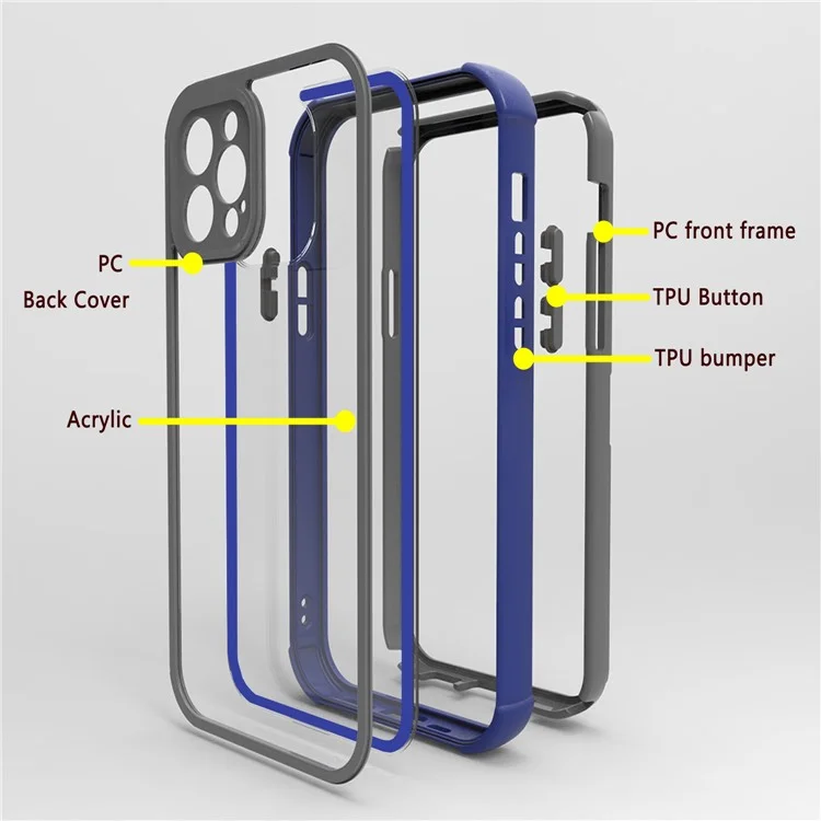 Phone Case for iPhone 14 Pro Max Shockproof Case Protective Anti-Fall Cover Support Wireless Charging - Black