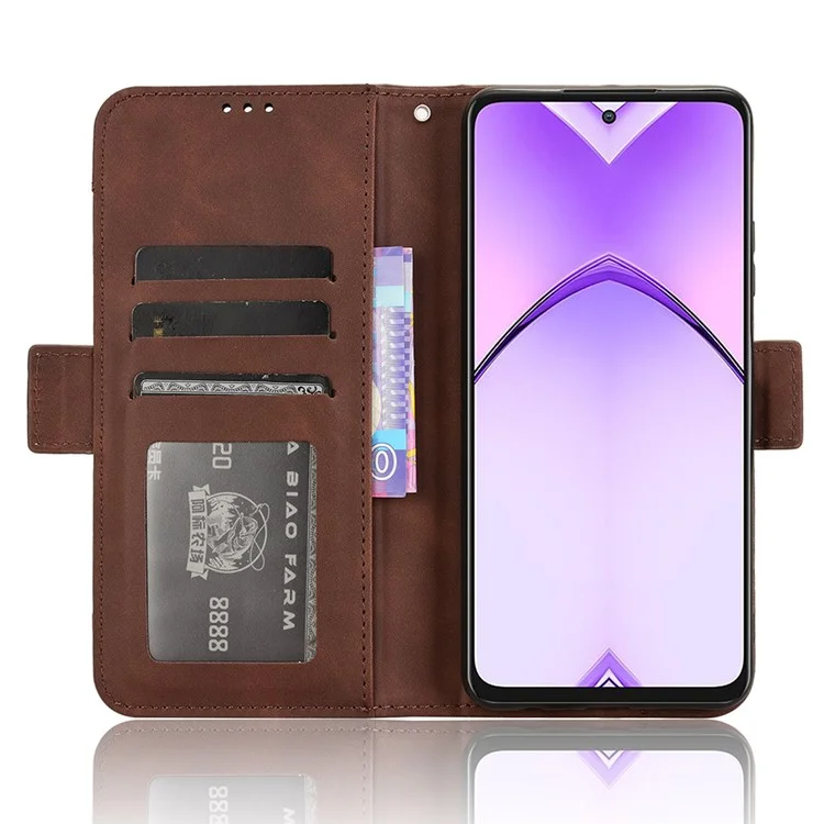 Für Oppo A80 5G / A3 Pro (Global) 5G / K12x 5G (Indien) / A3x 5G (China) Hülle Multiple Kartenfächer Lederständer Telefonabdeckung - Braun