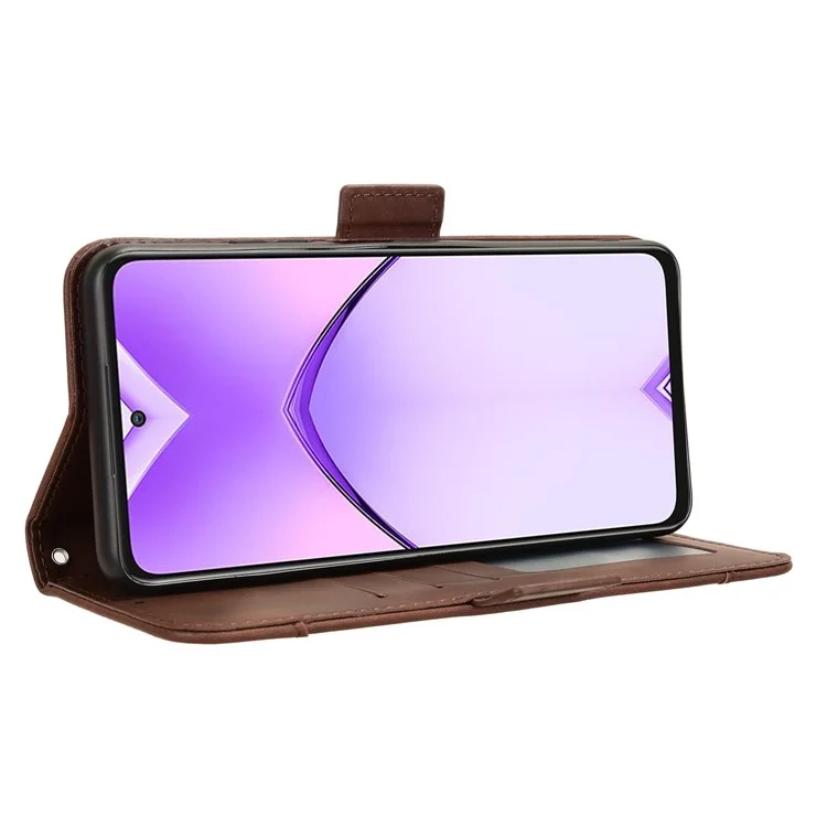 Für Oppo A80 5G / A3 Pro (Global) 5G / K12x 5G (Indien) / A3x 5G (China) Hülle Multiple Kartenfächer Lederständer Telefonabdeckung - Braun