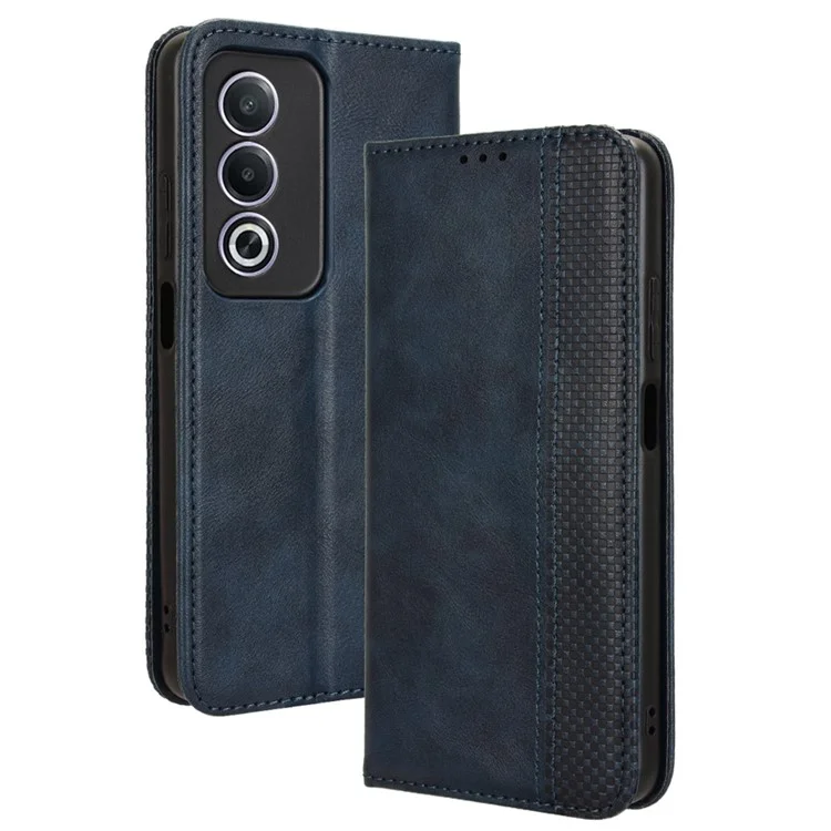 Для Oppo A80 5G / A3 Pro (Global) 5G / K12x 5G (Индия) / A3x 5G (Китай) Чехол из искусственной кожи с бумажником Чехол для телефона со стойкой и окошком - Синий