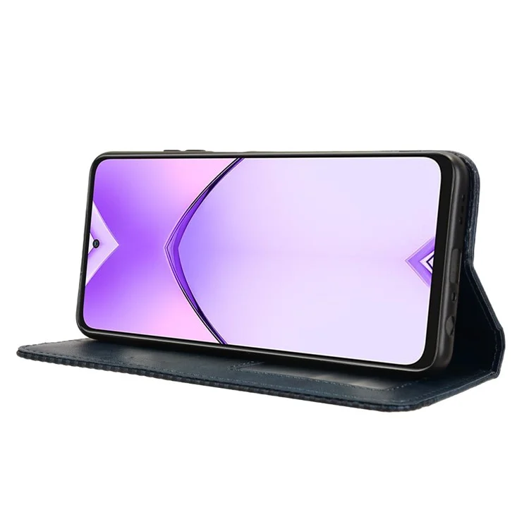 Для Oppo A80 5G / A3 Pro (Global) 5G / K12x 5G (Индия) / A3x 5G (Китай) Чехол из искусственной кожи с бумажником Чехол для телефона со стойкой и окошком - Синий