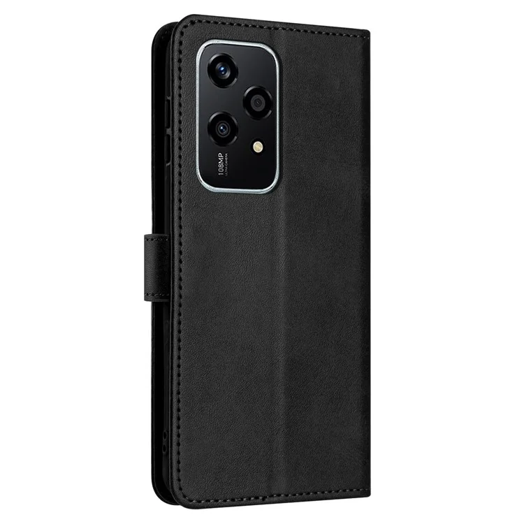 For Honor 200 Lite Case Leather Calf Texture Phone Cover with Purse Card Holders - Black