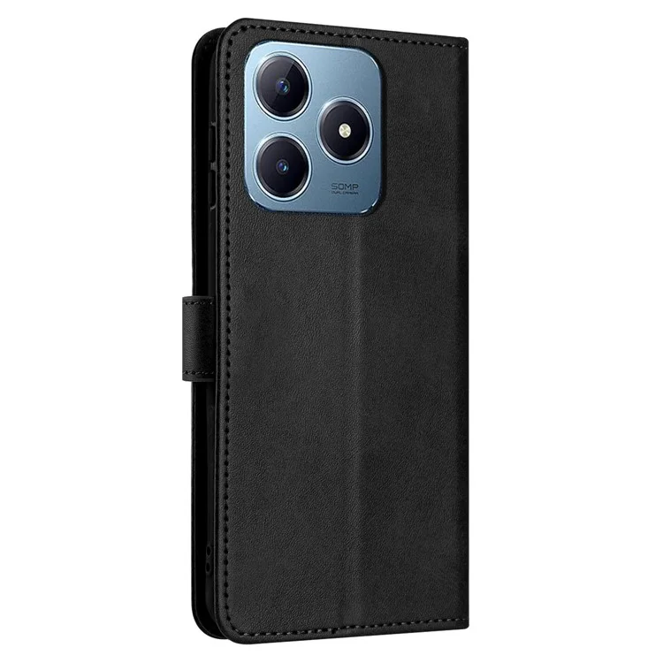 Para Realme C63 4G / C61 4G / Note 60 Capa Calf Texture Flip Leather Phone Cover Handbag - Preto