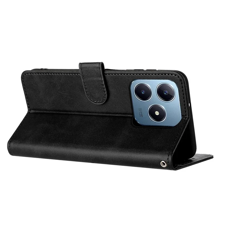 Para Realme C63 4G / C61 4G / Note 60 Capa Calf Texture Flip Leather Phone Cover Handbag - Preto