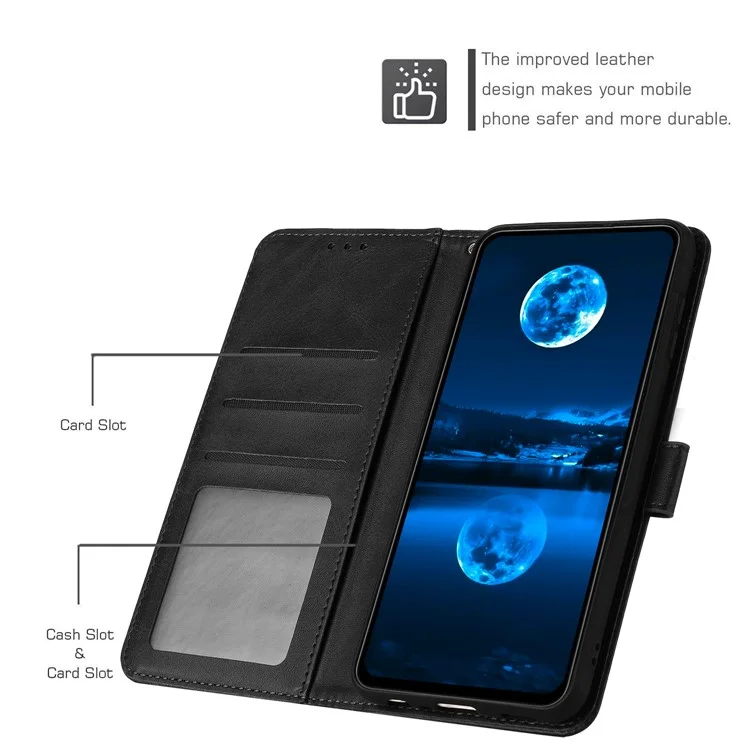 Para Realme C63 4G / C61 4G / Note 60 Capa Calf Texture Flip Leather Phone Cover Handbag - Preto