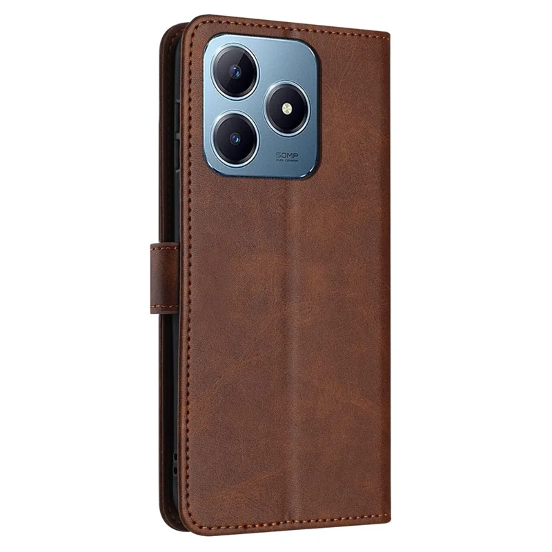 For Realme Note 60x 4G / C63 4G / C61 4G / Note 60 Case Calf Texture Flip Leather Phone Cover Handbag - Brown