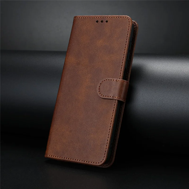 For Realme Note 60x 4G / C63 4G / C61 4G / Note 60 Case Calf Texture Flip Leather Phone Cover Handbag - Brown