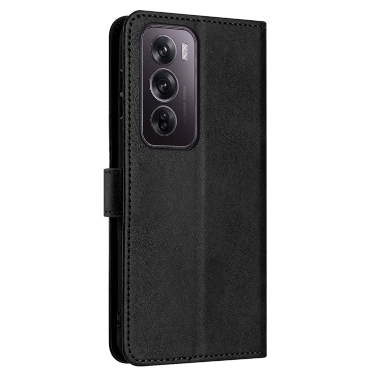 Per Oppo Reno12 Pro 5G (Global) Custodia Portafoglio Pelle PU+TPU Cover Telefono Texture Vitello - Nero