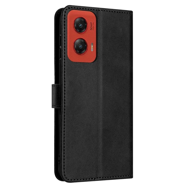 For Motorola Moto G Stylus 5G (2024) Case PU Leather Folding Stand Phone Cover with Wrist Strap - Black