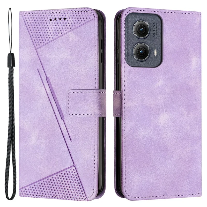 Pour Motorola Edge (2024) 5G Étui Triangle Imprinted PU Cuir Portefeuille Téléphone Folio Cover - Violet