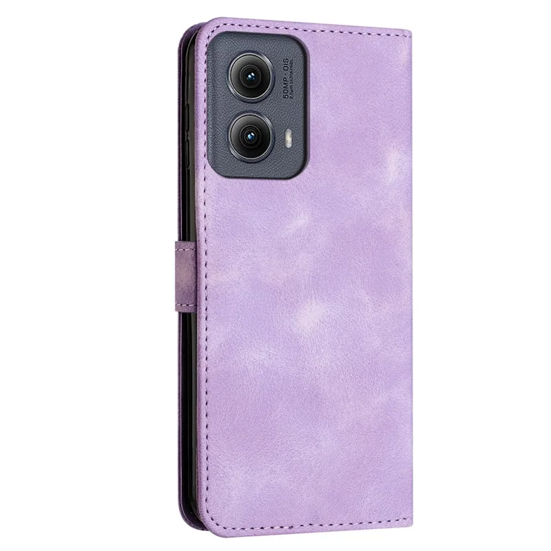 Pour Motorola Edge (2024) 5G Étui Triangle Imprinted PU Cuir Portefeuille Téléphone Folio Cover - Violet