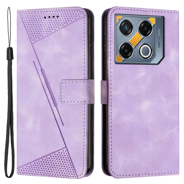 Pour Infinix GT 20 Pro 5G Étui en cuir portefeuille antichoc Housse à rabat avec imprimé triangle - Violet