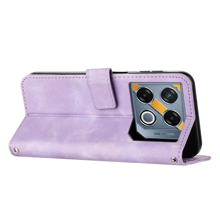 Pour Infinix GT 20 Pro 5G Étui en cuir portefeuille antichoc Housse à rabat avec imprimé triangle - Violet