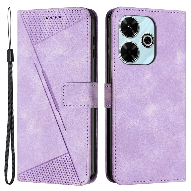 Per Xiaomi Redmi 13 5G / 13 4G / Note 13R 5G / Poco M6 4G Custodia Triangolo Impresso Pelle Stand Custodia Telefono - Viola