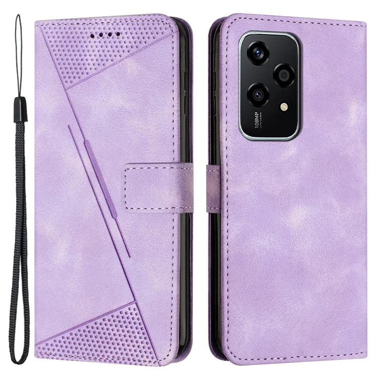 For Honor 200 Lite Wallet Cover Triangle Pattern Leather Phone Case - Purple