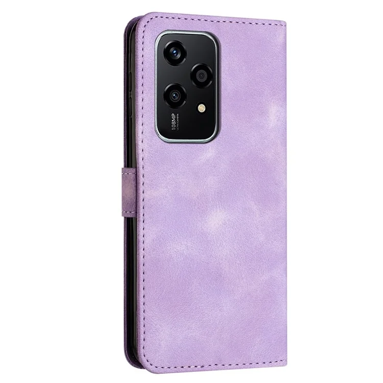 For Honor 200 Lite Wallet Cover Triangle Pattern Leather Phone Case - Purple