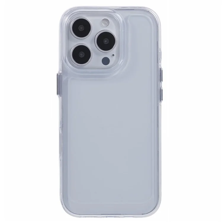 For iPhone 16 Pro Max Case Soft TPU Frame Hard PC Back Phone Cover 2.0mm Thick - Transparent White