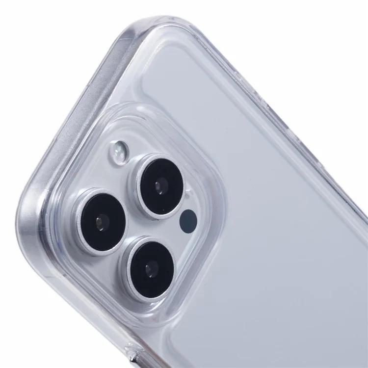 For iPhone 16 Pro Max Case Soft TPU Frame Hard PC Back Phone Cover 2.0mm Thick - Transparent White