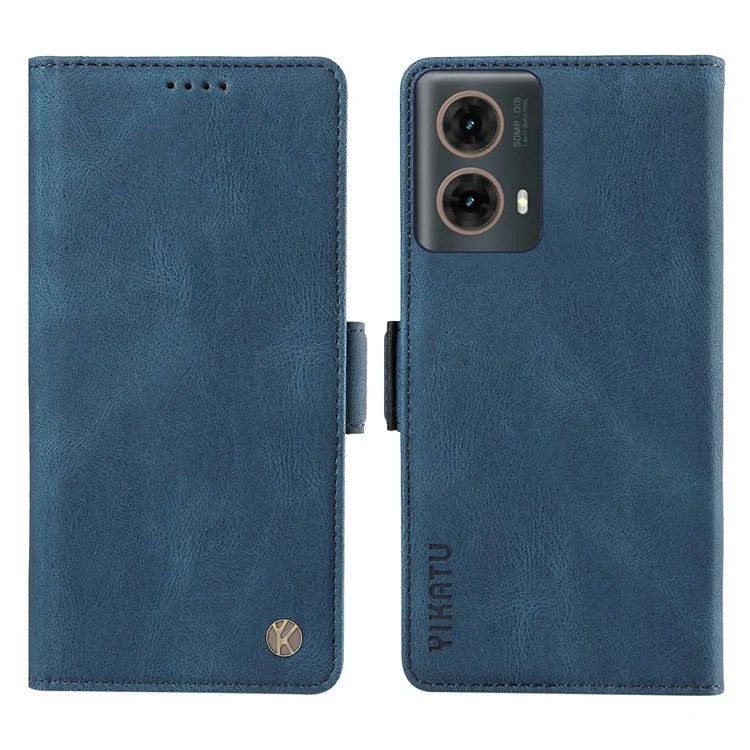 YIKATU YK-005 pour Motorola Moto G85 5G / S50 Neo 5G Étui Peau-Toucher Cuir Housse de Téléphone - Bleu