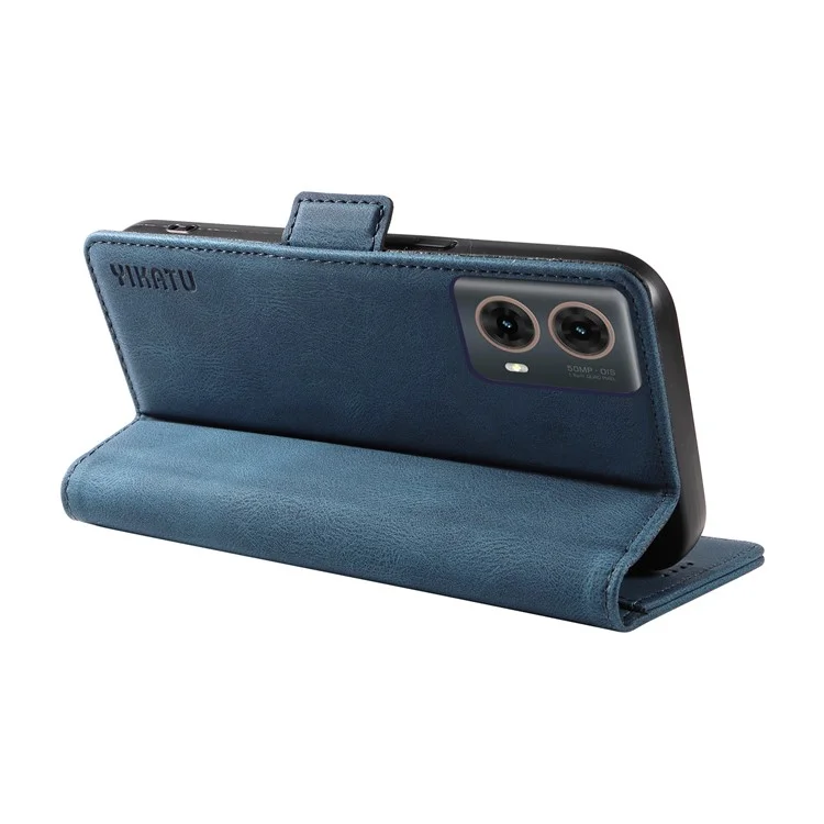 YIKATU YK-005 pour Motorola Moto G85 5G / S50 Neo 5G Étui Peau-Toucher Cuir Housse de Téléphone - Bleu