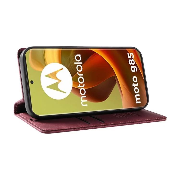 YIKATU YK-004 для Motorola Moto G85 5G / S50 Neo 5G чехол-кошелек из кожи с сенсорным экраном - винно-красный