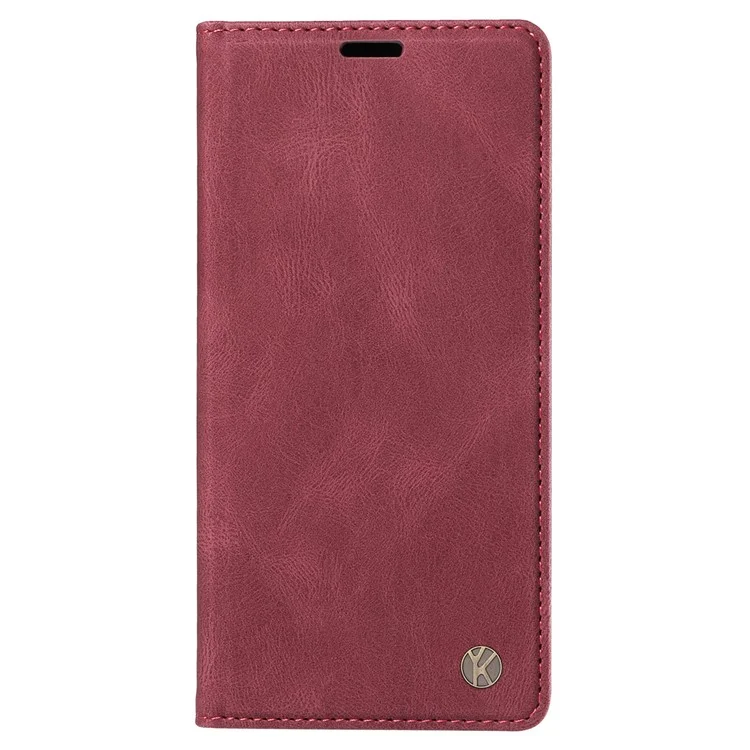 YIKATU YK-004 для Motorola Moto G85 5G / S50 Neo 5G чехол-кошелек из кожи с сенсорным экраном - винно-красный