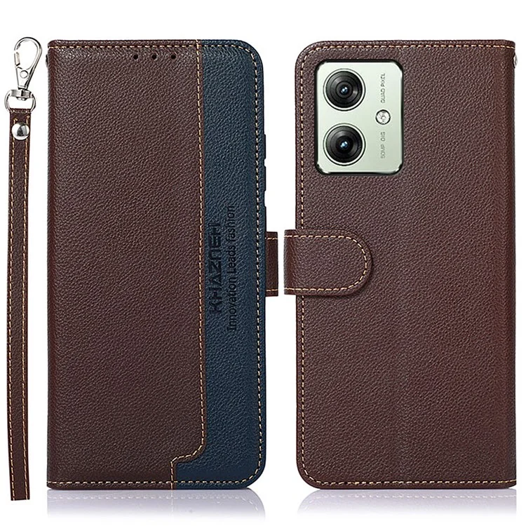 KHAZNEH For Motorola Moto G64 5G Wallet Case RFID Blocking Leather Phone Cover - Brown