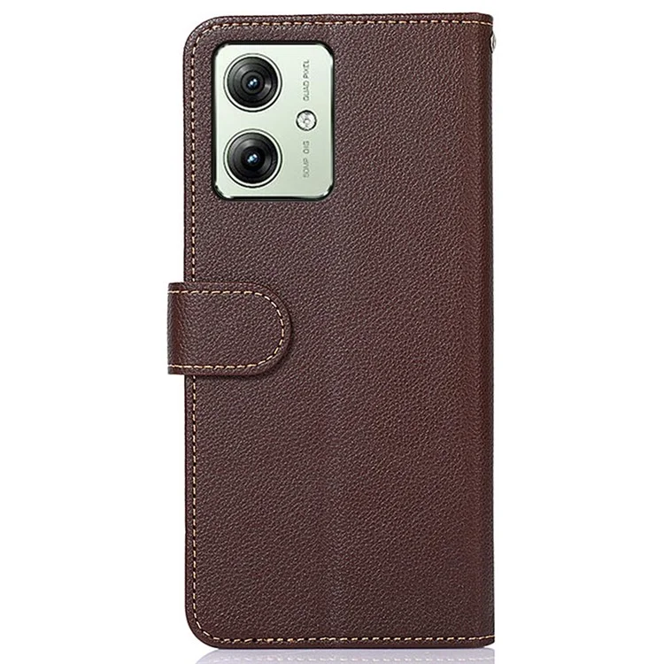 KHAZNEH For Motorola Moto G64 5G Wallet Case RFID Blocking Leather Phone Cover - Brown