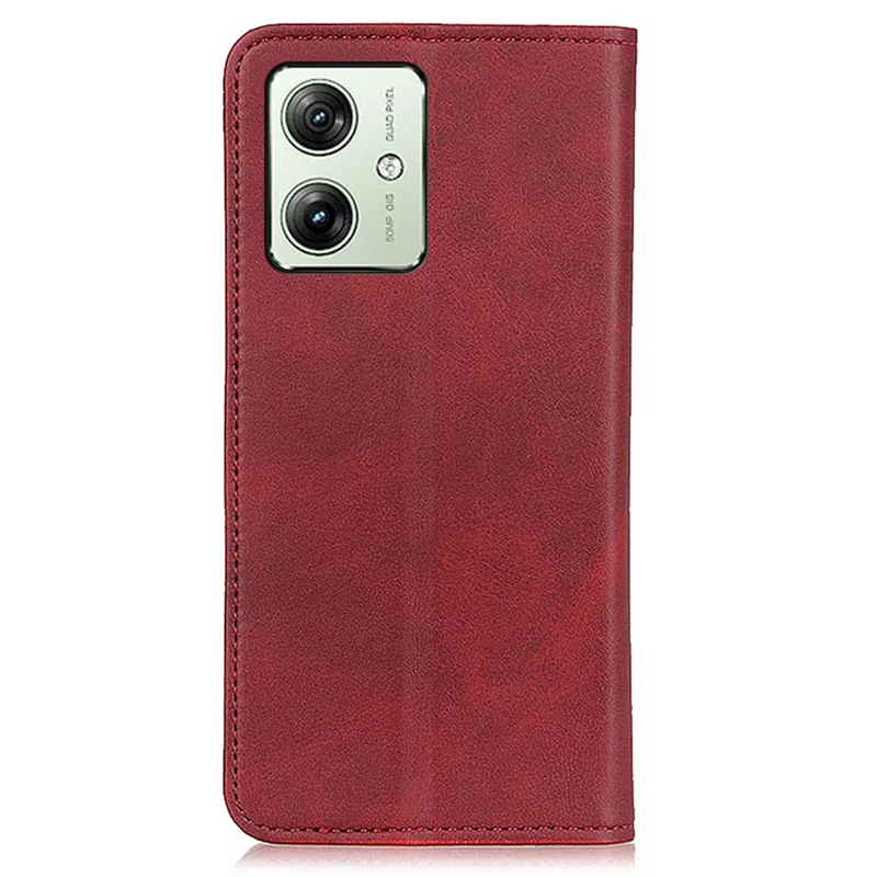 For Motorola Moto G64 5G Wallet Case Cowhide Texture Split Leather Phone Cover - Red