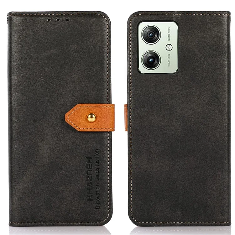 KHAZNEH For Motorola Moto G64 5G / G54 Power 5G Wallet Case Stand Leather Phone Cover - Black