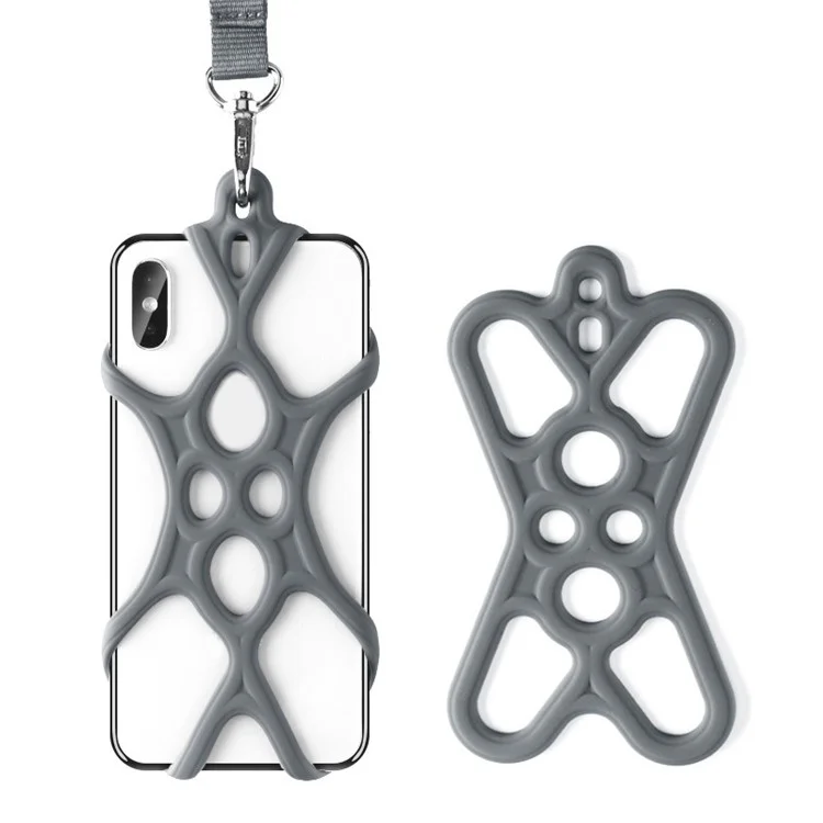 Silikon-Nackengurt-Handyhalter, kompatibel mit Smartphones von 4,0-6,2 Zoll - Space Grey