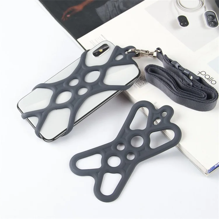 Silikon-Nackengurt-Handyhalter, kompatibel mit Smartphones von 4,0-6,2 Zoll - Space Grey