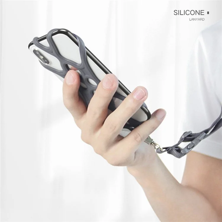 Silikon-Nackengurt-Handyhalter, kompatibel mit Smartphones von 4,0-6,2 Zoll - Space Grey