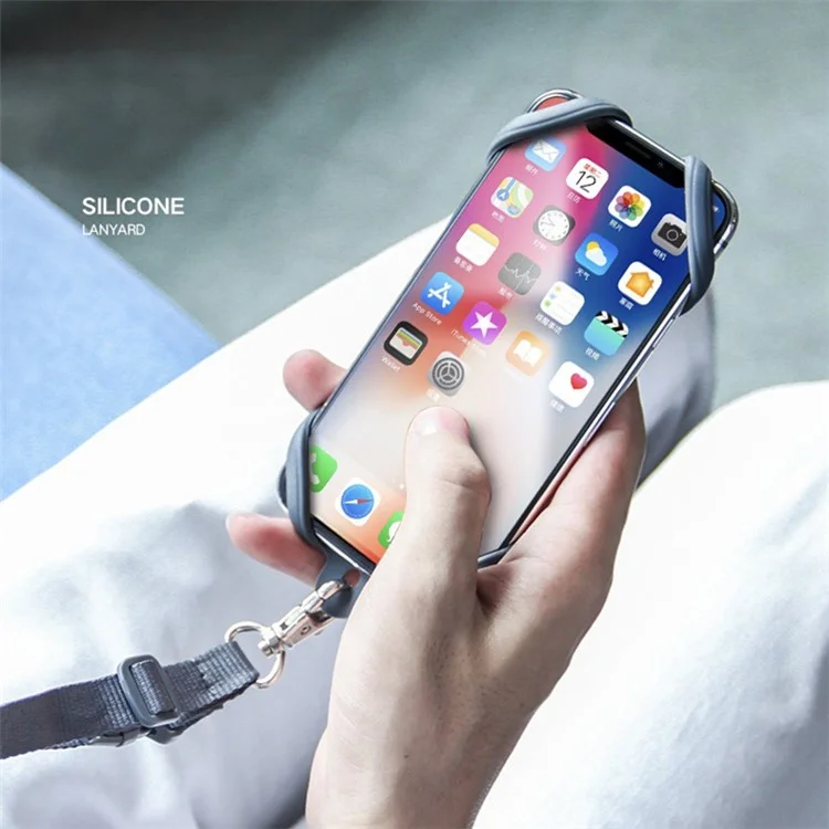 Silikon-Nackengurt-Handyhalter, kompatibel mit Smartphones von 4,0-6,2 Zoll - Space Grey