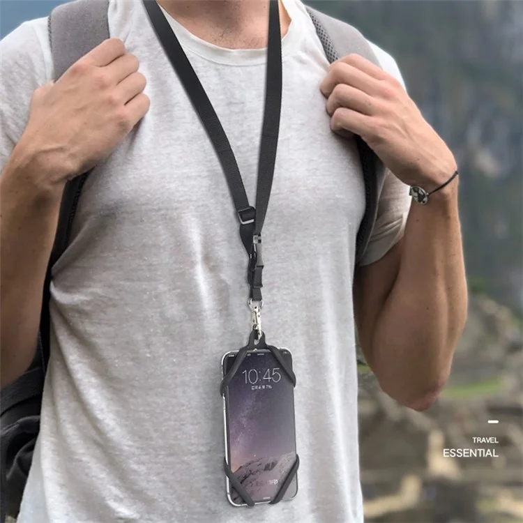 Silikon-Nackengurt-Handyhalter, kompatibel mit Smartphones von 4,0-6,2 Zoll - Space Grey