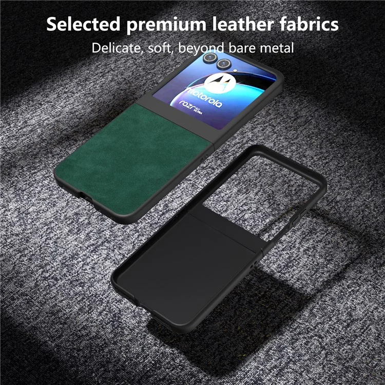 ABEEL para Motorola Razr 50 5G Funda Negro Borde Piel sintética+Caja de teléfono plegable de PC - Verde
