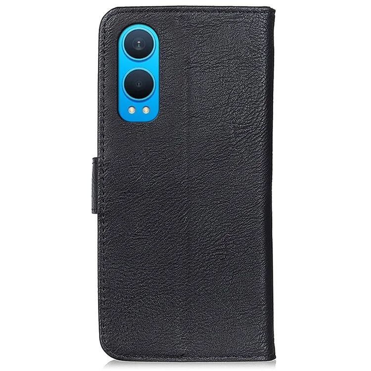 KHAZNEH For OnePlus Nord CE4 Lite 5G / Oppo K12x 5G (China) Case Cowhide Texture Leather Wallet Stand Cover - Black