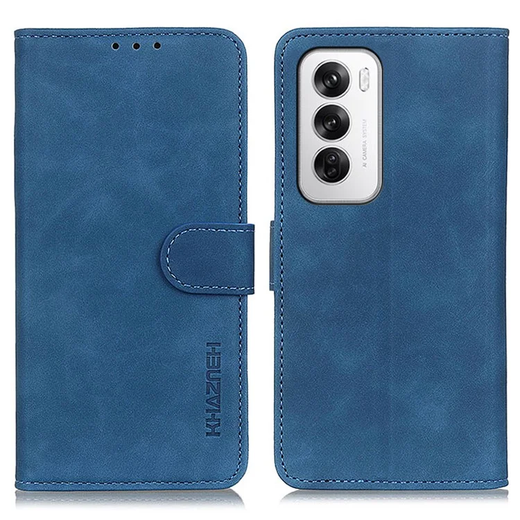 KHAZNEH For Oppo Reno12 5G (Global) Case PU Leather Retro Texture Phone Cover - Blue