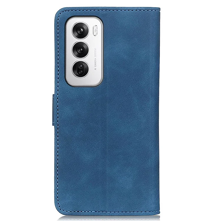 KHAZNEH For Oppo Reno12 5G (Global) Case PU Leather Retro Texture Phone Cover - Blue