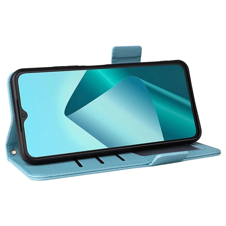 Pour Wiko T20 Coque avec sangle à main Texture en cuir de litchi Housse de téléphone - Bleu bébé