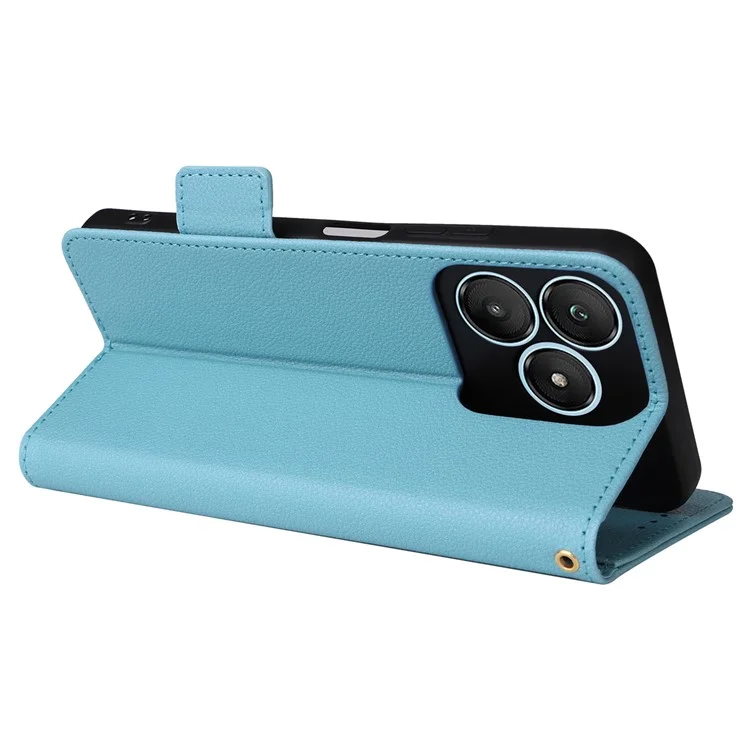 Pour Wiko T20 Coque avec sangle à main Texture en cuir de litchi Housse de téléphone - Bleu bébé