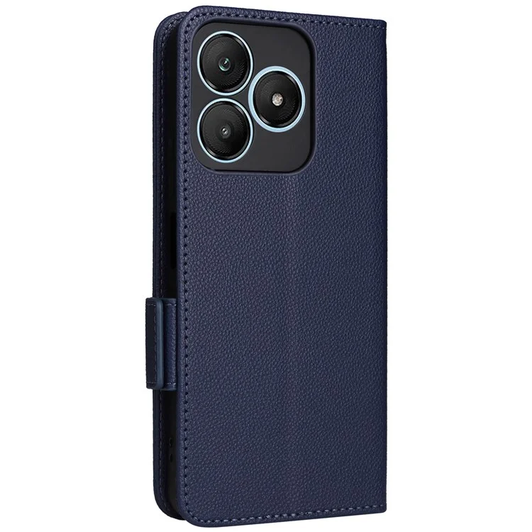 For Wiko T20 Case with Wrist Strap Litchi Texture PU Leather Wallet Phone Cover - Dark Blue