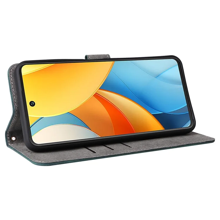 For ZTE Axon 60 Lite  /  Blade V60 Vita Leather Case RFID Blocking Wallet Phone Cover with Strap - Green