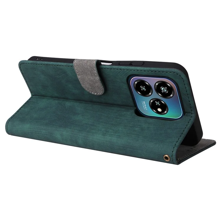 For ZTE Axon 60 Lite  /  Blade V60 Vita Leather Case RFID Blocking Wallet Phone Cover with Strap - Green