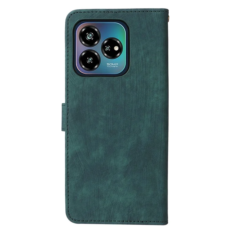 For ZTE Axon 60 Lite  /  Blade V60 Vita Leather Case RFID Blocking Wallet Phone Cover with Strap - Green